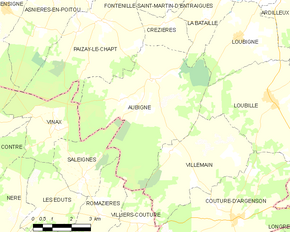 Poziția localității Aubigné
