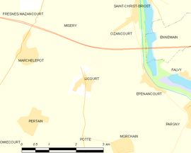 Mapa obce Licourt