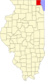 Карта штата Иллинойс с выделением округа Лейк