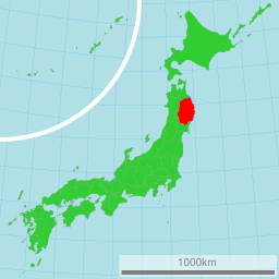 Karta över Japan med Iwate utsatt.