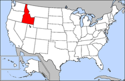 Harta Statelor Unite cu statul Idaho indicat