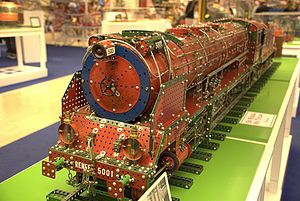 A model steam locomotive built with Meccano at...