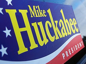 A Huckabee supporter's bumper sticker.