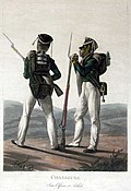 Егерь и унтер-офицер 6-го егерского полка, 1816 г.