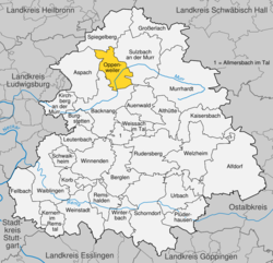 Elhelyezkedése Baden-Württemberg térképén