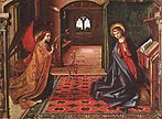 The Spanish painter Pedro Berruguete's Annunciation panel, late 15th century. The carpet may also be Spanish.