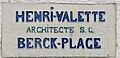 Plaque de l'architecte Henri Valette sur une villa à Berck.