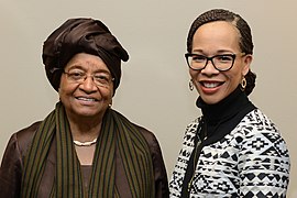 Ellen Johnson-Sirleaf with Lisa Blunt Rochester