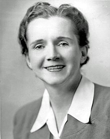 Rachel Carson, author of Silent Spring (1962). Rachel Carson w.jpg