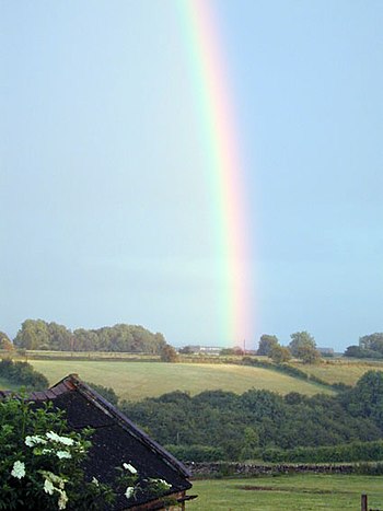 English: Rainbow over Marshfield Cricket Club