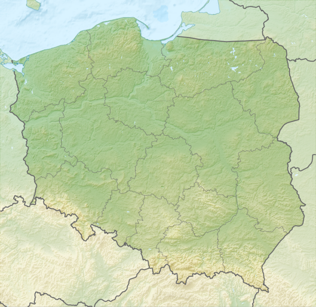 Carte en relief de la Pologne.