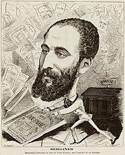 Caricature of "Sergines" (Ernest Schrameck, editor of Comic-Finance) by J B Humbert in the 26 December 1873 issue