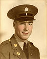 Sergeant Gerald O. Cable, Service Company, 126th Infantry Division, from Michigan. On 25 April 1942, he became the first member of the 32nd Infantry Division to die in World War II when the Liberty ship he was on was torpedoed by a Japanese submarine.
