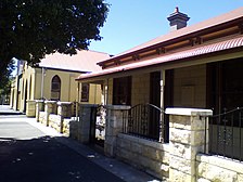 Streetscape showing all three buildings