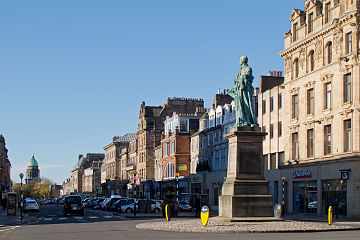 View looking west from the statue of William Pitt. Statue of William Pitt in George Street - 01.jpg