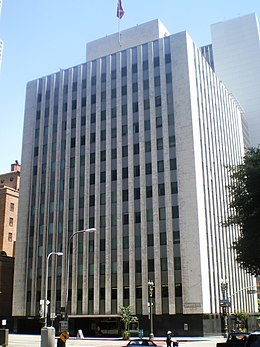The Superior Oil Company Building in Los Angeles, used for exteriors of the fictional Brent Building where Perry Mason's offices were located (2008) Superior Oil Company Building, Los Angeles.JPG