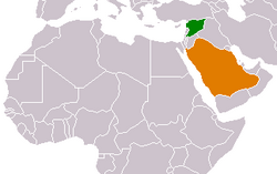 Карта с указанием местоположения Сирии и Саудовской Аравии