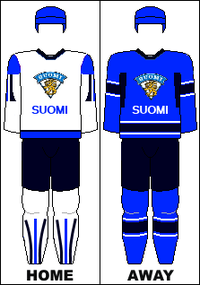 Landslagets hjemme- og bortedrakter brukt i ishockey-VM fra 2009 til 2013.