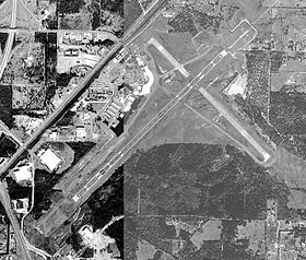 Vue aérienne de l'aéroport en 2000.