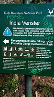 Warning sign at India Venster, Contour Path, Table Mountain