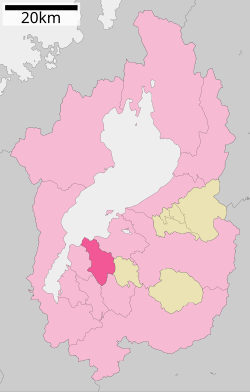 Yasun sijainti Shigan prefektuurissa