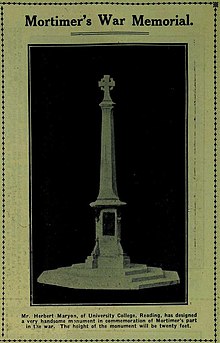 Black and white photograph of a design for the Mortimer War Memorial