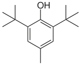 Skeletal formula of butylated hydroxytoluene