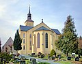 Kirche mit Ausstattung, Gedenktafel 1870/71 und Denkmal für die Gefallenen des Ersten Weltkrieges mit gärtnerischer Anlage (Einzeldenkmale der Sachgesamtheit 09300396)