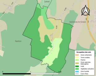 Carte en couleurs présentant l'occupation des sols.