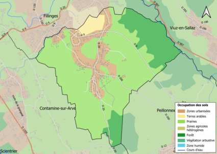 Carte en couleurs présentant l'occupation des sols.