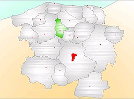 Map showing Ağlı District (green) in Kastamonu Province