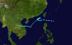 輕度颱風艾利的路徑圖