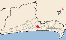 Mapa de Praia Grande com a localização do bairro.