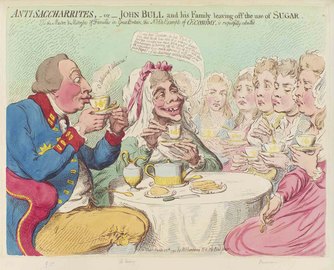 Карикатура на короля Георга III, бойкотировавшего сахар