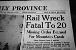 The headline article discussing the Canoe River crash