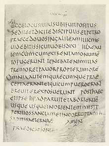 Codex Bobiensis - The last page of the Gospel of Mark. CodexBobbiensis.jpg