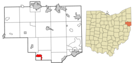 Location of Salineville in Columbiana County and in the State of Ohio