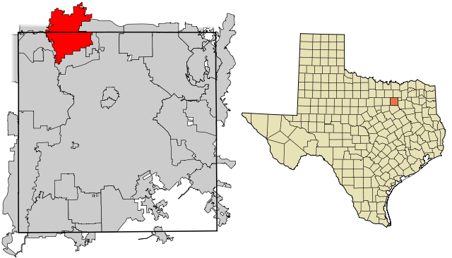 ダラス郡内の位置の位置図