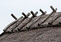 (Fig. no 1) Détail de faîtière de toit de chaume avec croisée en Suède, Öland[34].