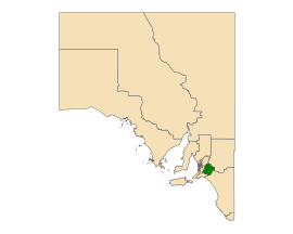 Map of South Australia with electoral district of Hammond highlighted