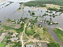 Flood in Kherson Oblast on 10 June 2023 caused by the destruction of the Kakhovka Dam on 6 June 2023 Flood in Kherson Oblast, 2023-06-10.jpg