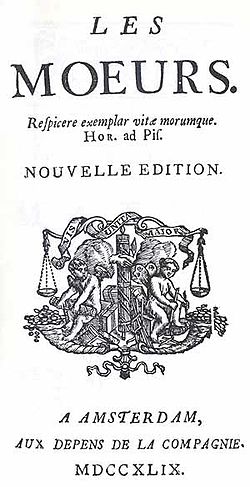 A „Les Mœurs” címlapja (1748)