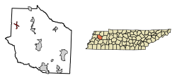 Location of Yorkville in Gibson County, Tennessee.