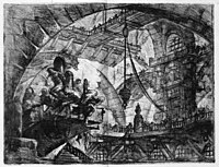 Джованни Баттиста Пиранези - Le Carceri d'Invenzione - Первое издание - 1750 - 10 - Заключенные на выступающей платформе.jpg