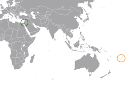 Peta memperlihatkan lokasiIsrael and Tonga