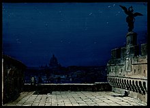 La piattaforma di Castel Sant'Angelo, set design for Tosca act 3 (undated) La piattaforma di Castel Sant'Angelo, bozzetto di Luigi Bazzani per Tosca (s.d.) - Archivio Storico Ricordi ICON010472.jpg