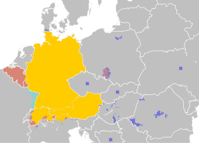 Legal statuses of German in Europe.svg