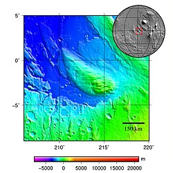 topografická mapa hory Amazonis Mensa