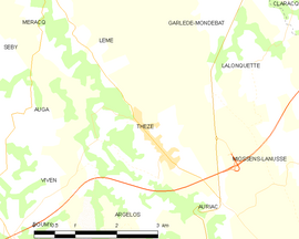 Mapa obce Thèze