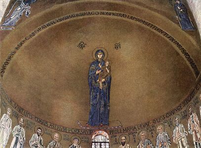 Mosaico de corpo inteiro de artistas gregos, Torcello, século XII